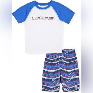 Boys 4 LAGUNA Boys Rash Guard Swimwear Set, America Theme Swimwear, NWT